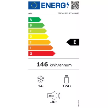   AEG TSF5O121ES Beépíthető hűtőszekrény | CoolMatic | 188 l | 122.5 cm magas | 54,8 cm széles